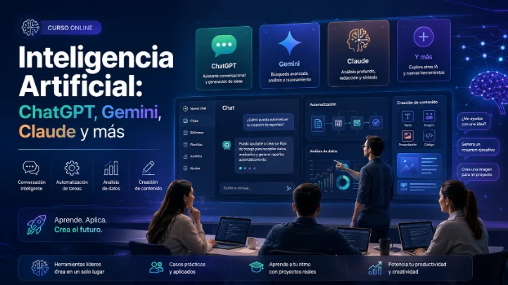 Persona usando un computador con una interfaz de inteligencia artificial